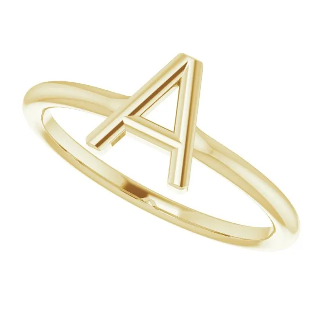 14K Yellow Initial A Ring