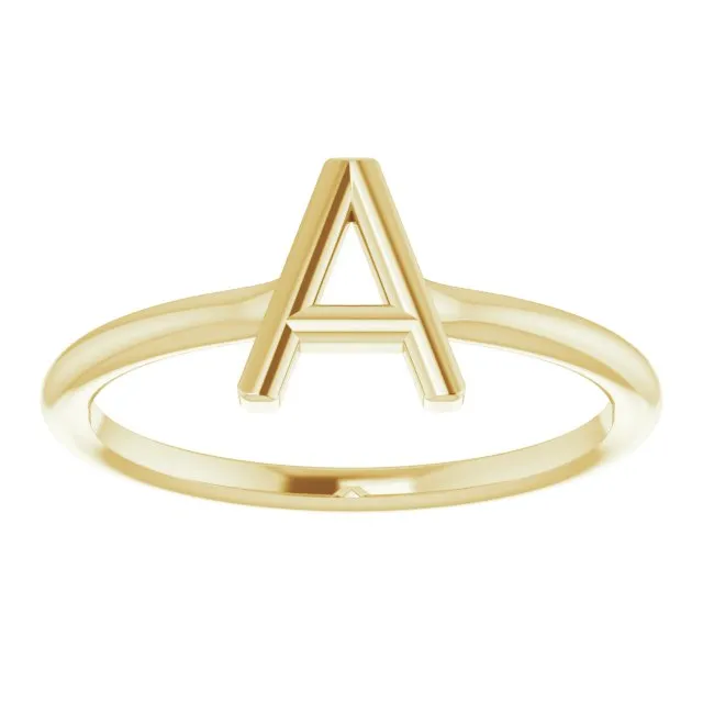 14K Yellow Initial A Ring