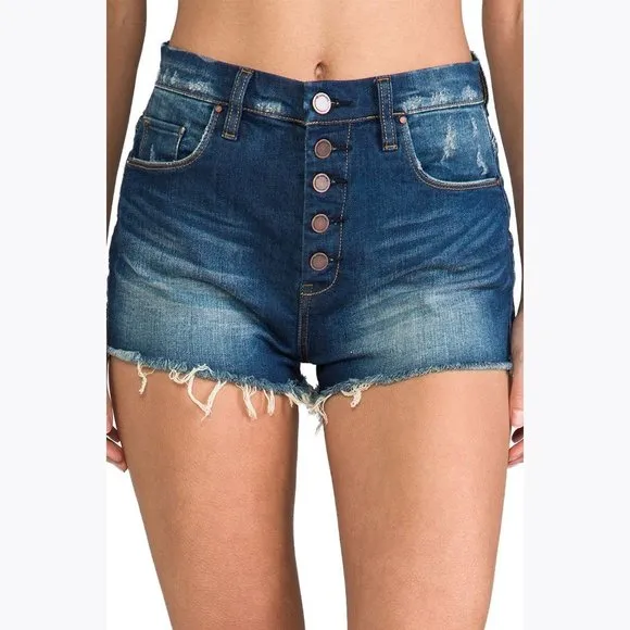 182 BLANKNYC Distressed Denim High Waisted Shorts 26