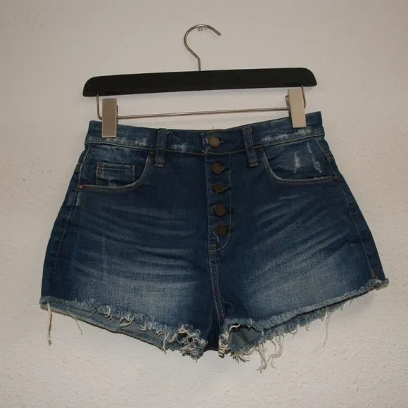 182 BLANKNYC Distressed Denim High Waisted Shorts 26