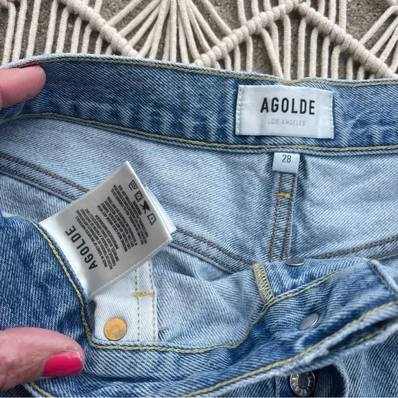 Agolde Distressed High Rise Jean Shorts 28