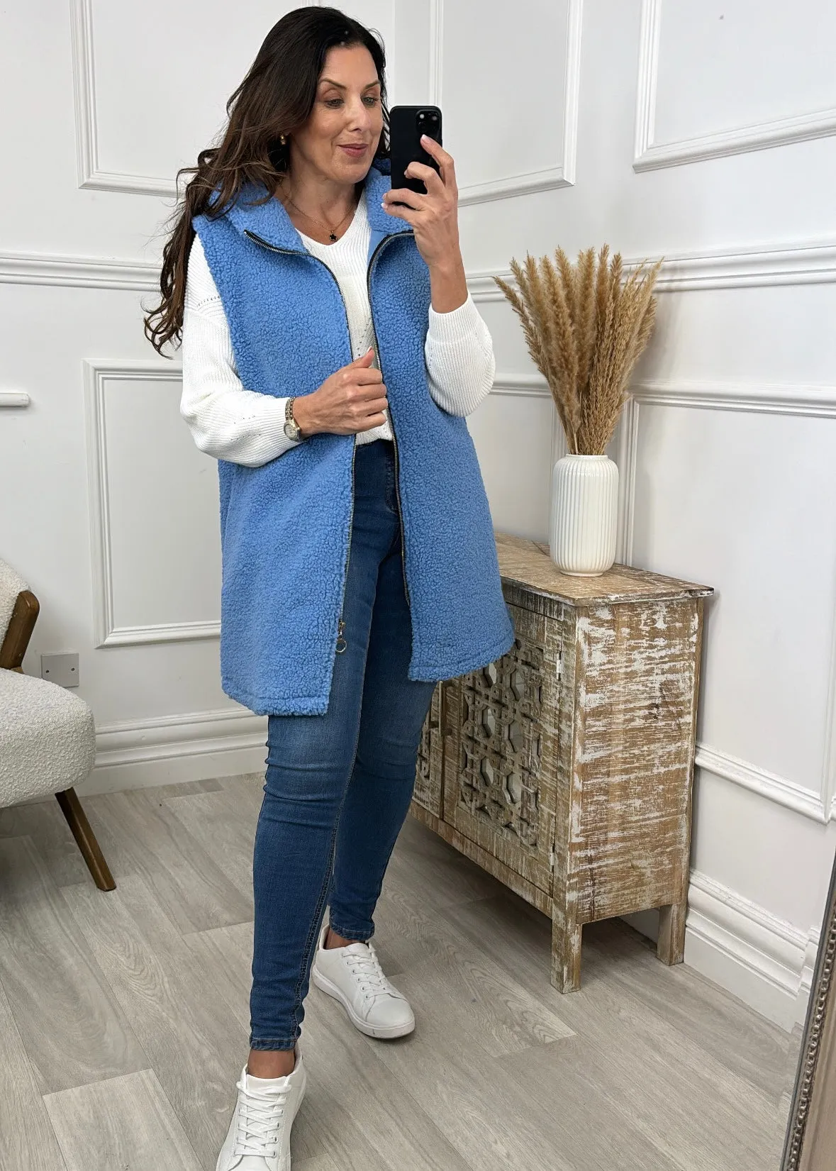 Ailish Blue Teddy Fleece Gilet