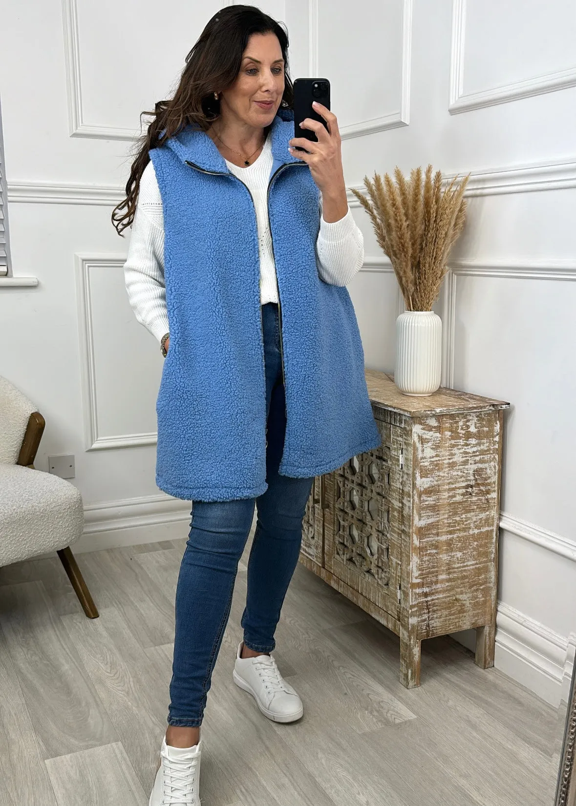 Ailish Blue Teddy Fleece Gilet