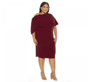 Alexia Admor Womens Plus Size Draped Shoulder Sheath Dress D3342PLS
