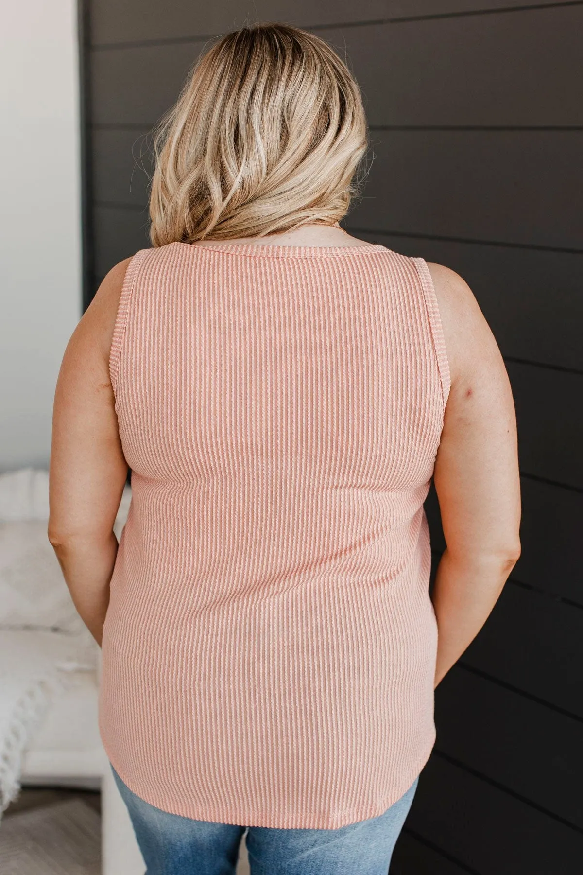 Always Adorable Ribbed Tank Top- Peach
