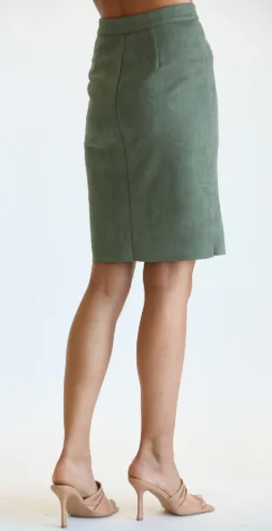 Amy's Faux Suede Green Pencil Skirt