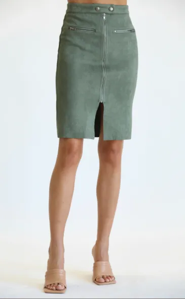 Amy's Faux Suede Green Pencil Skirt