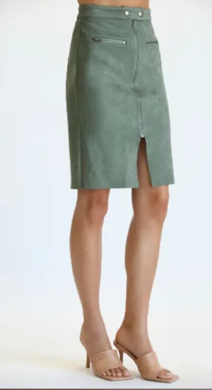 Amy's Faux Suede Green Pencil Skirt