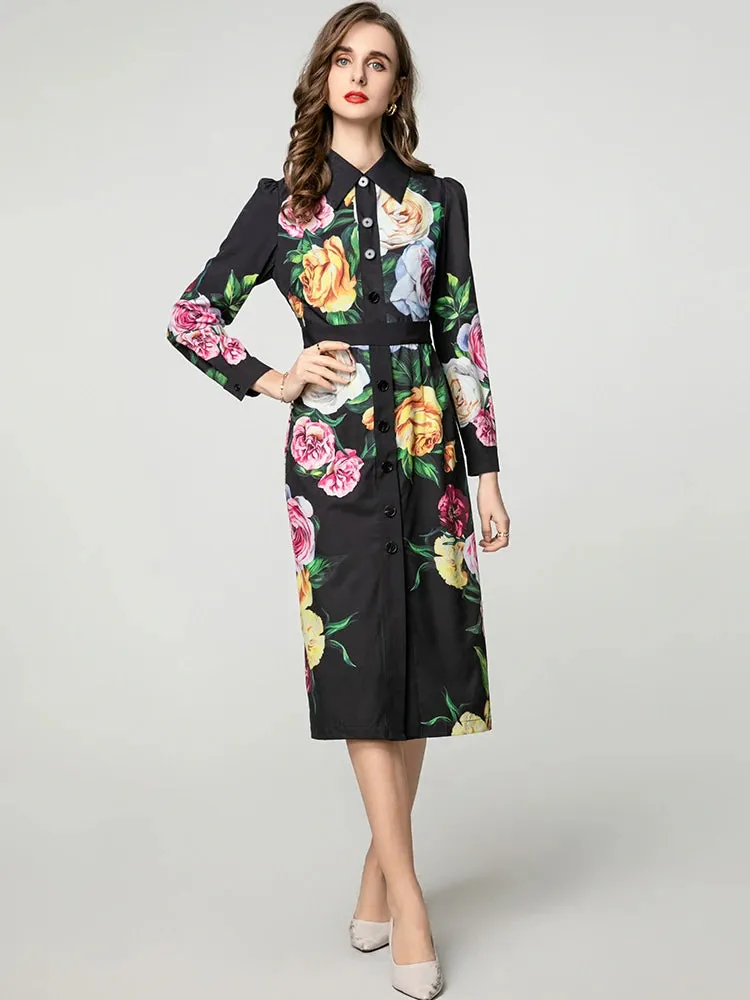 Ava Floral Print  with  Peter Pan Collar  Pencil Dress