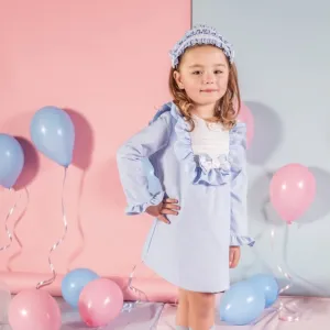 BABINE - A Line Frill Bib Dress - Blue