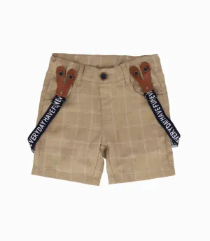 Bermuda Niño Cuadriculada Con Suspensores