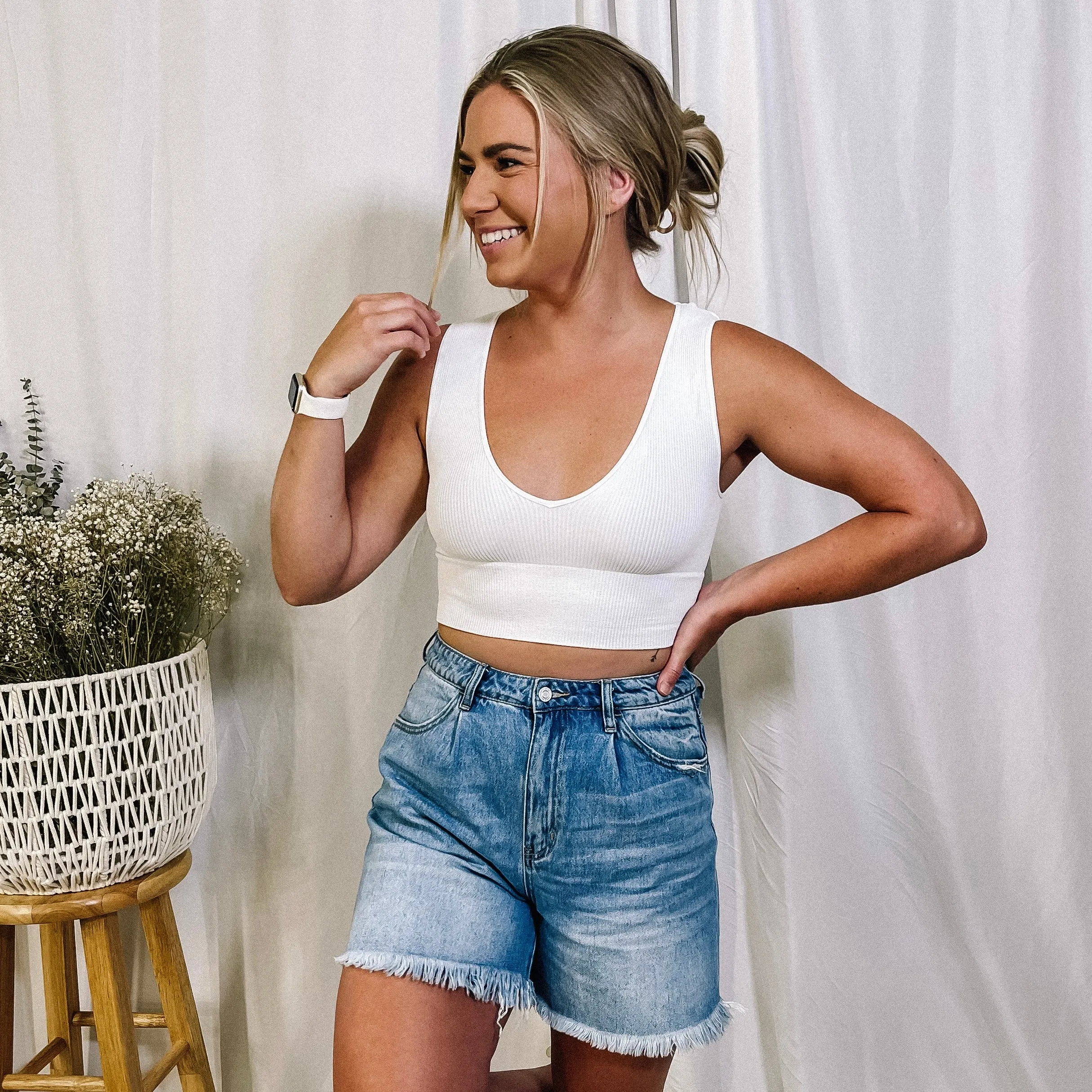 Best Decision Crop Tank - White
