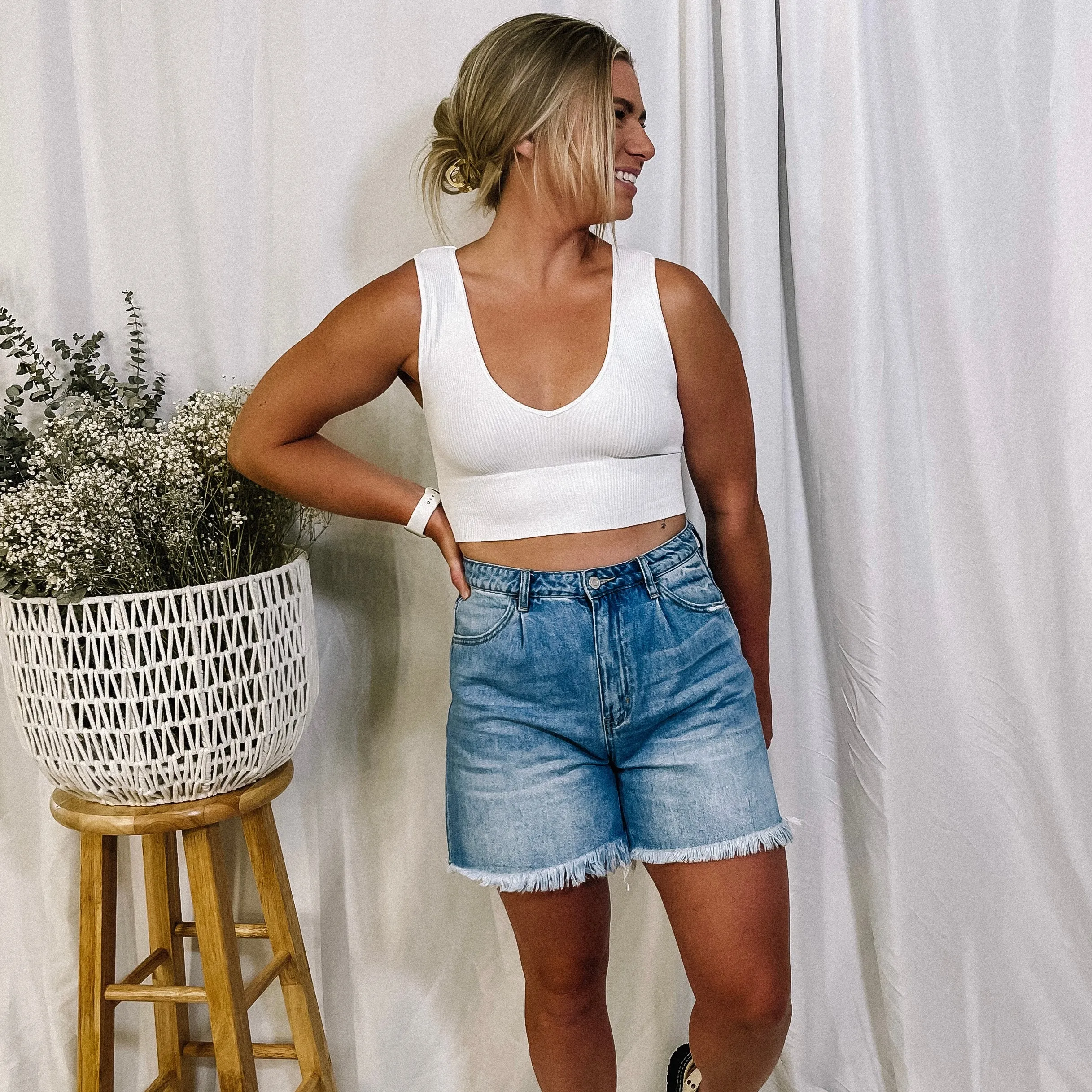 Best Decision Crop Tank - White