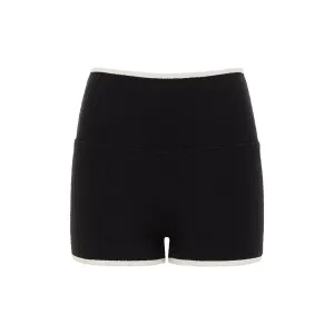 Black (Cream Binded) Terry Rib Micro Bike Short