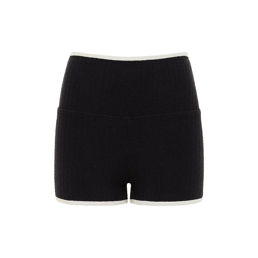 Black (Cream Binded) Terry Rib Micro Bike Short