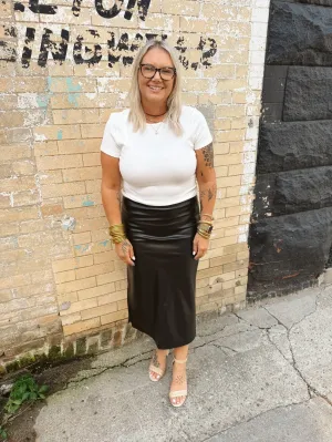 Black Leather Pencil Skirt