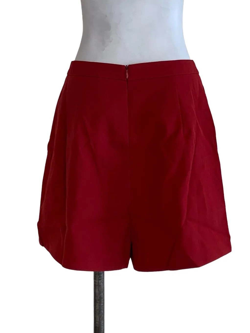 Blood Red Plain High-Waisted Pants