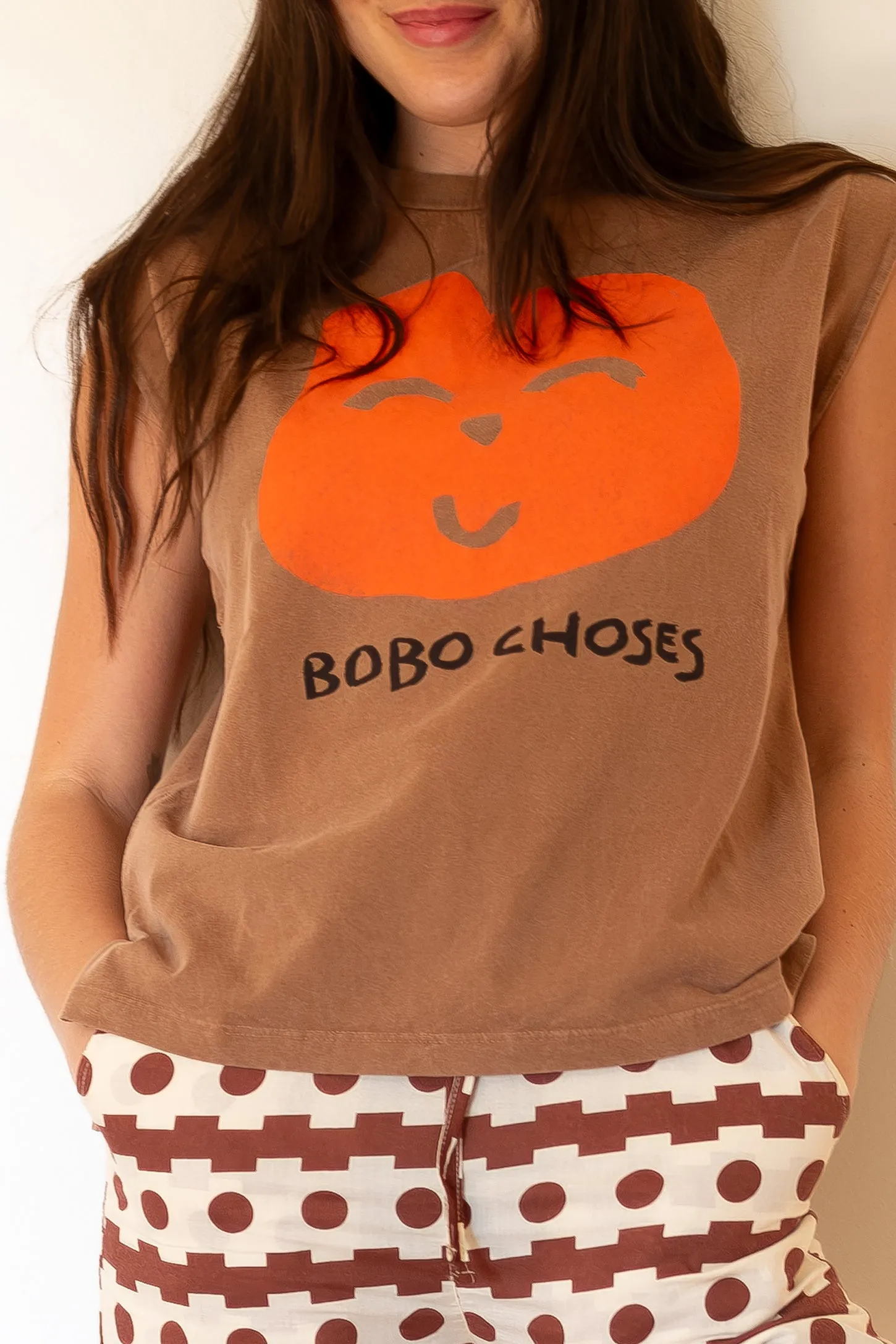 BOBO CHOSES Joyful Face Tank Top - Brown