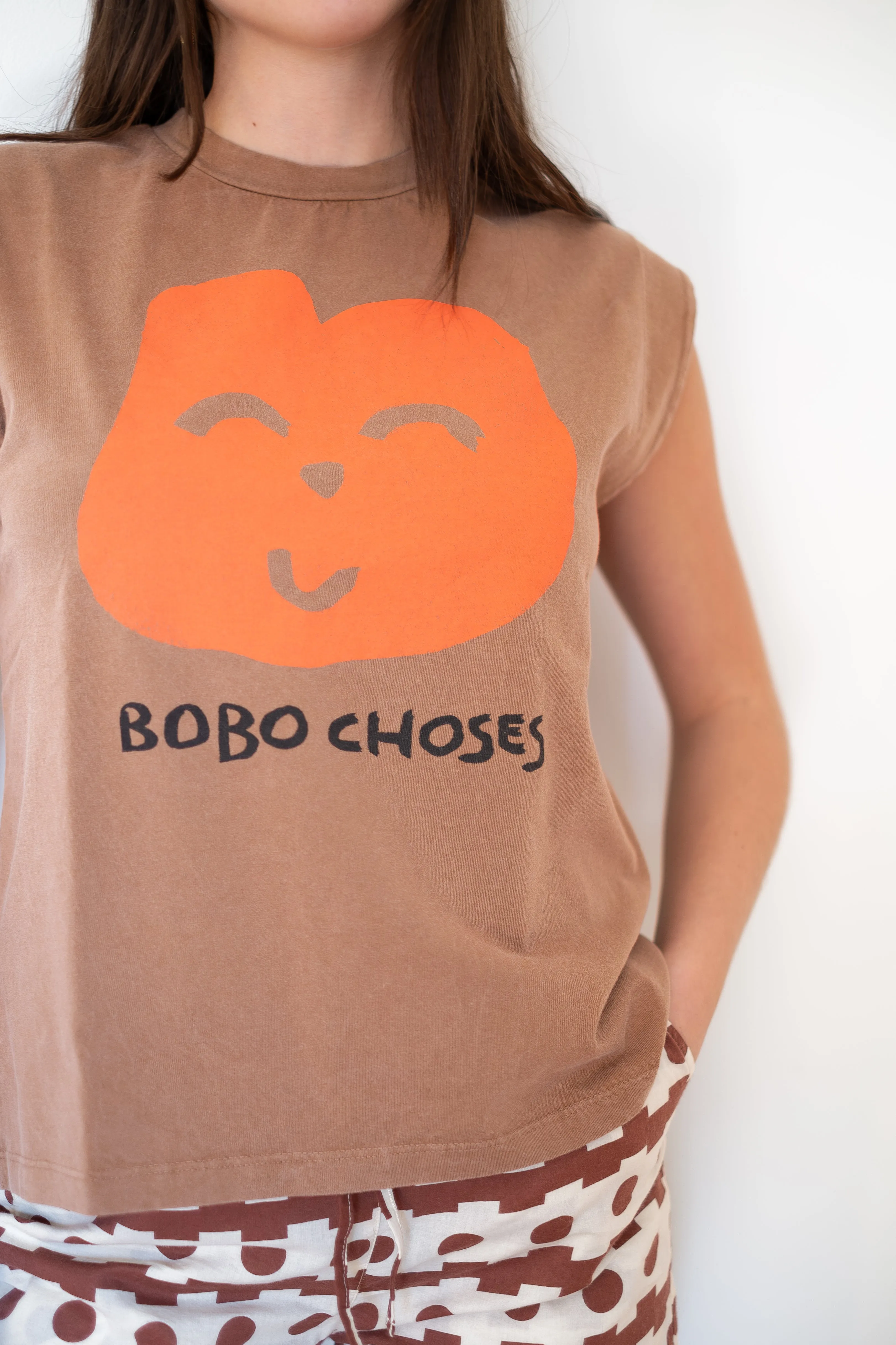 BOBO CHOSES Joyful Face Tank Top - Brown