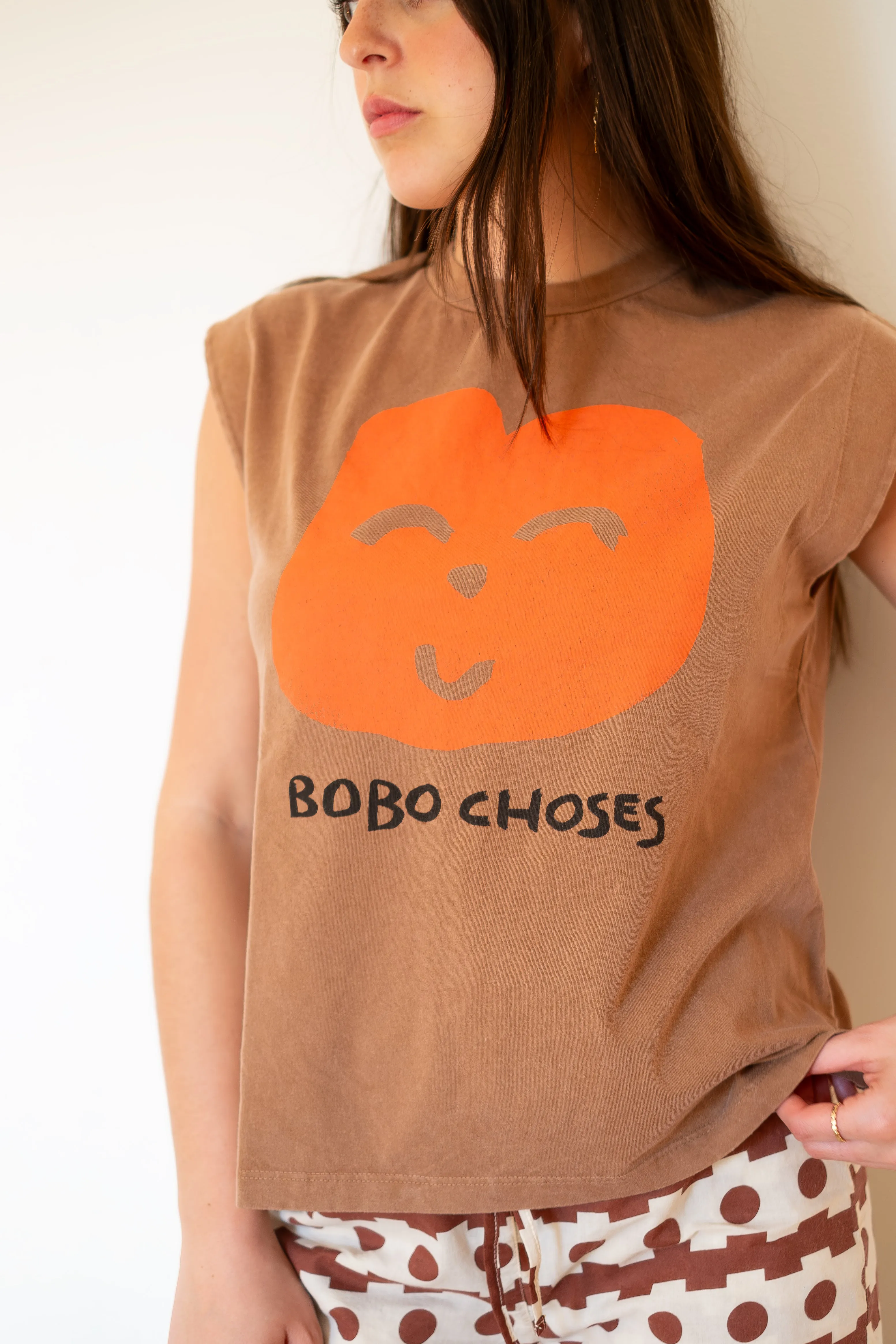 BOBO CHOSES Joyful Face Tank Top - Brown