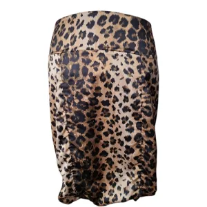 BODY By Victoria's Secret Size 6 Brown Animal Print Satin Ruched Pencil Skirt