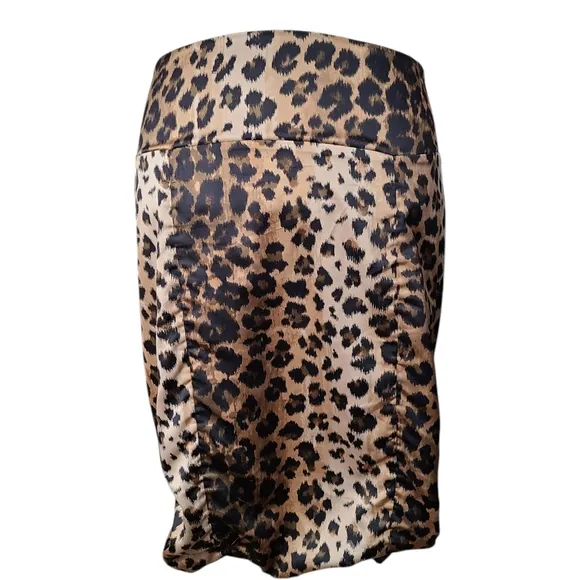 BODY By Victoria's Secret Size 6 Brown Animal Print Satin Ruched Pencil Skirt