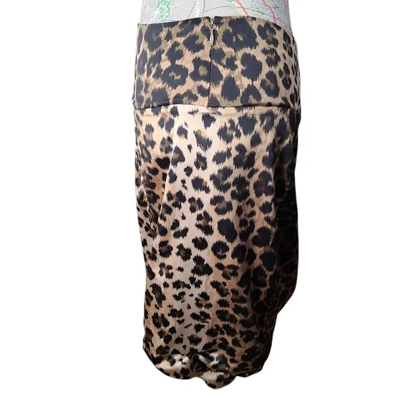 BODY By Victoria's Secret Size 6 Brown Animal Print Satin Ruched Pencil Skirt