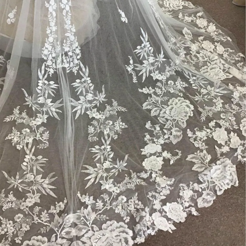 Bohemian Beach A Line Wedding Dress Beautiful Tulle Skirt Backless Lace Appliqued & Plunging Bodice