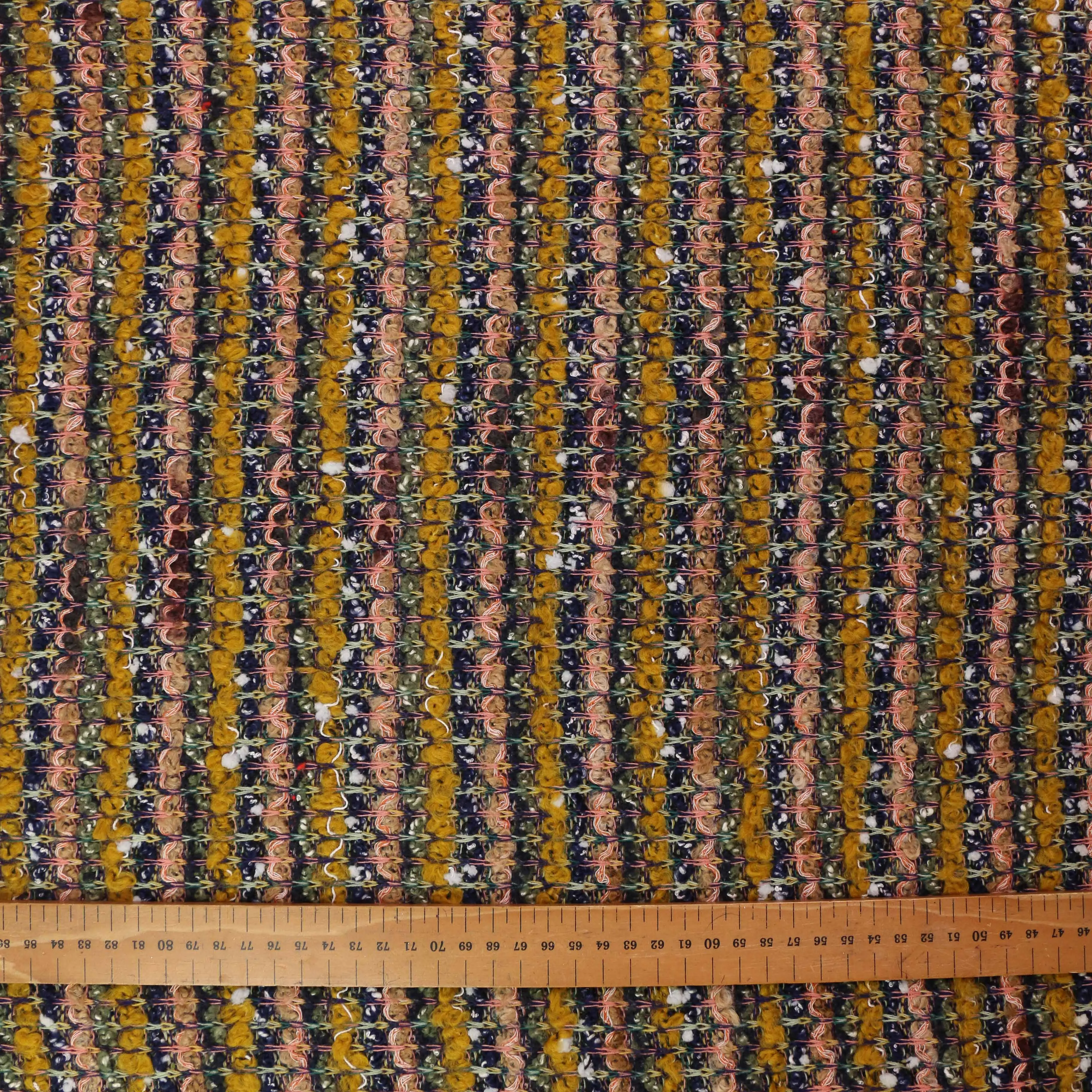 Boucle Jersey Fabric - Red, mustard, plum