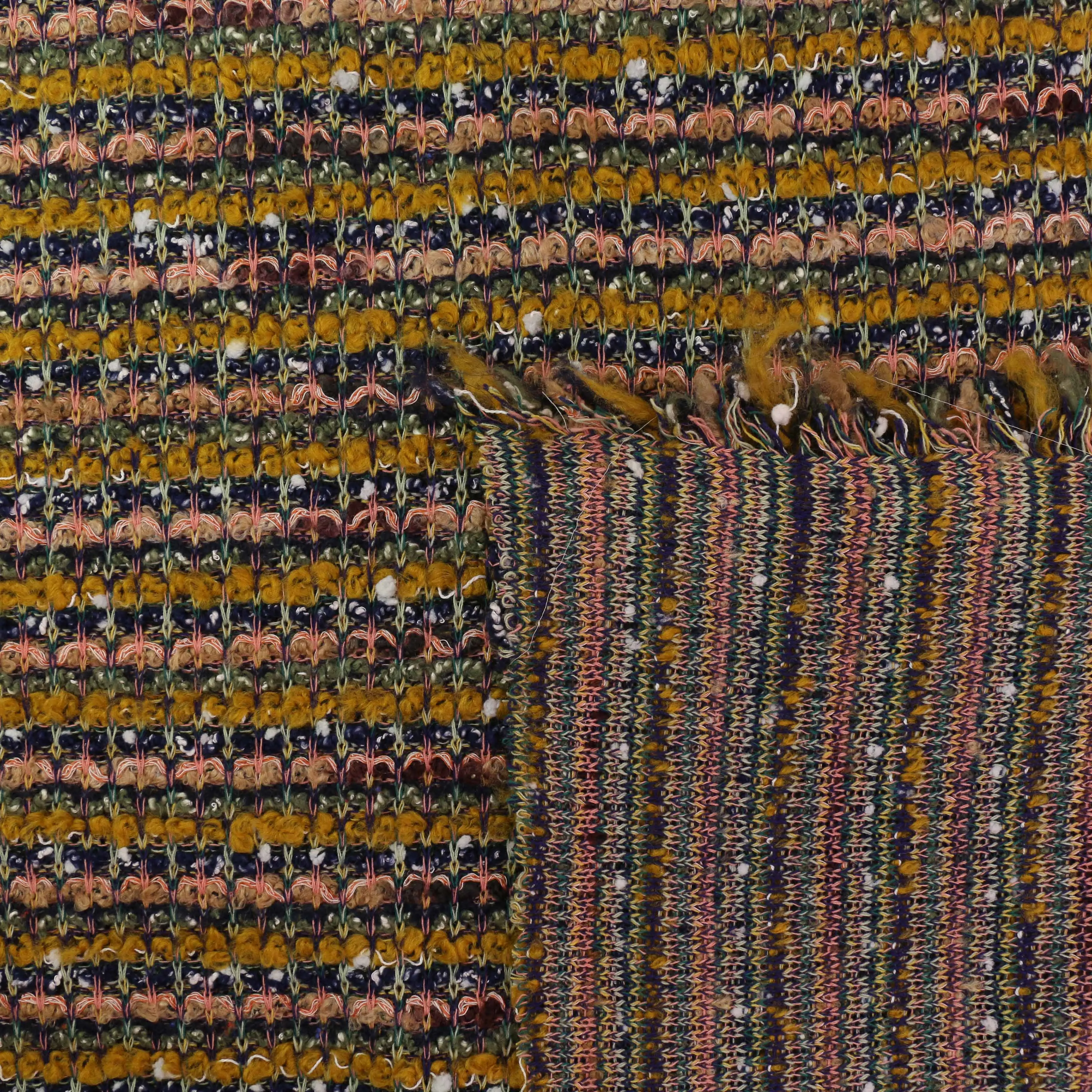 Boucle Jersey Fabric - Red, mustard, plum