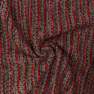 Boucle Jersey Fabric - Red, mustard, plum