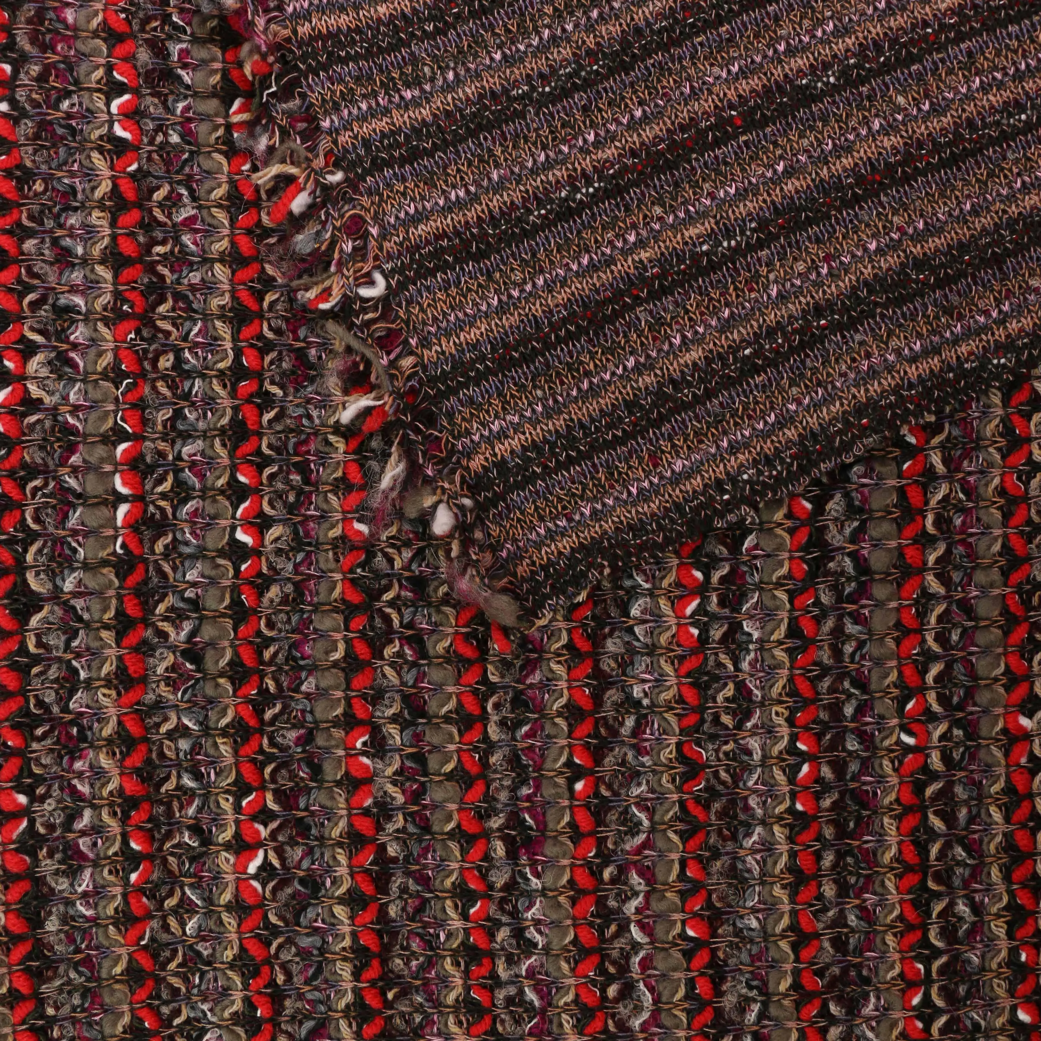 Boucle Jersey Fabric - Red, mustard, plum