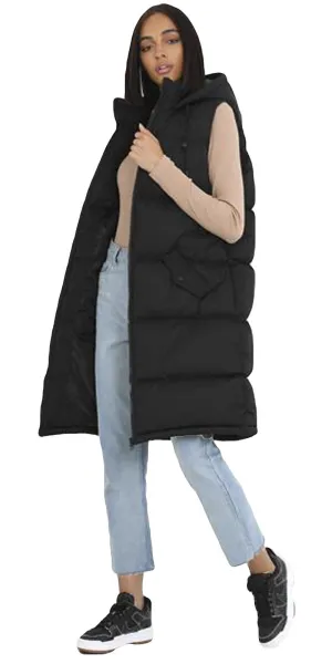 Brave Soul Women Long Gilet Padded Jacket