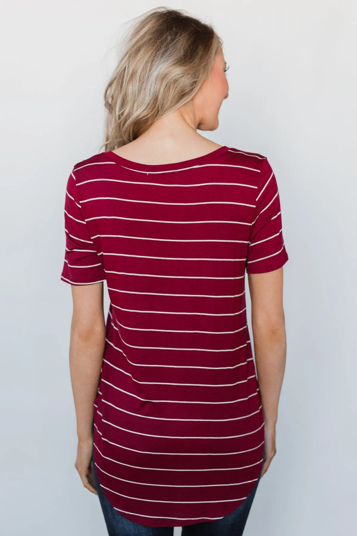 Can't Stay Away Striped Top - Burgundy