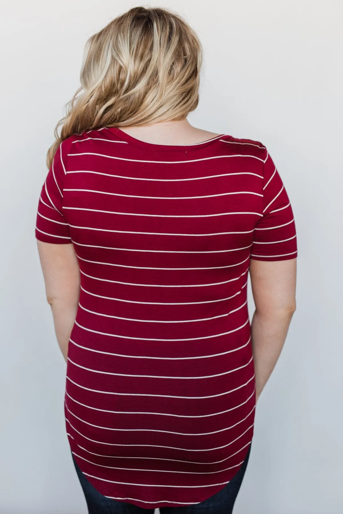 Can't Stay Away Striped Top - Burgundy