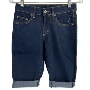 Carmar Shorts Womens Sz 24 Dark Denim Bermuda Stretch Mid Cut Raw Hem $219 Nwt