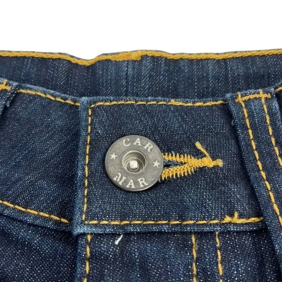 Carmar Shorts Womens Sz 24 Dark Denim Bermuda Stretch Mid Cut Raw Hem $219 Nwt