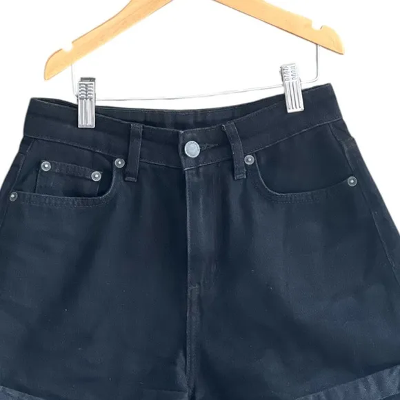 CarMar Women’s High Waisted Cuffed Hem Black Denim Shorts