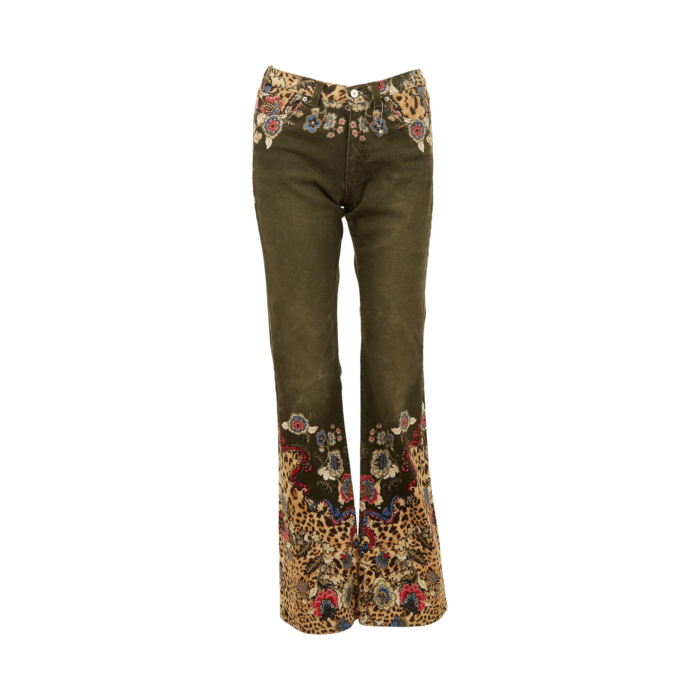 Cavalli Floral Cheetah Print Pants