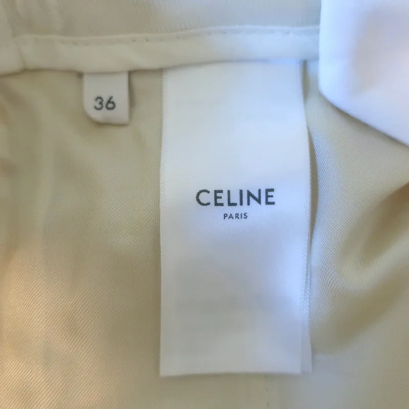 Celine High Waisted Shorts Ivory Pinstriped Wool Size 36
