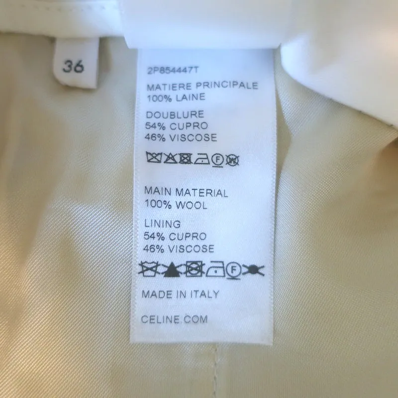 Celine High Waisted Shorts Ivory Pinstriped Wool Size 36