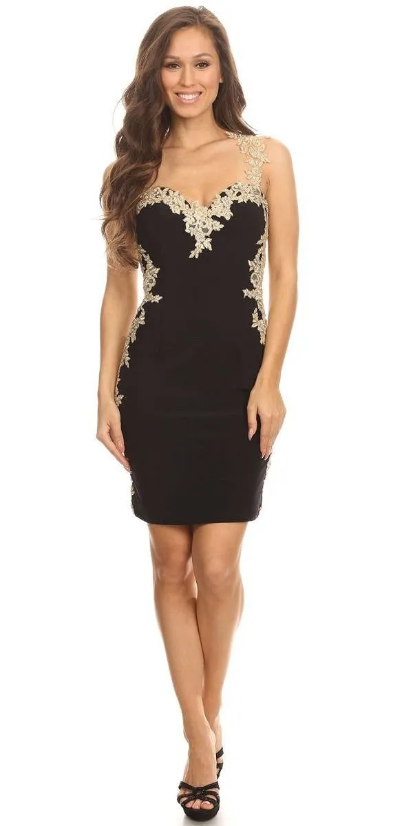 CLEARANCE - Eureka 6016 Lace Applique Sweetheart Short Cocktail Dress (Size XS)
