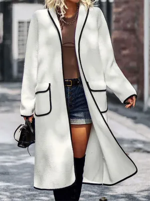 Comfy Chic Contrast Color Lapel Female Long Coats