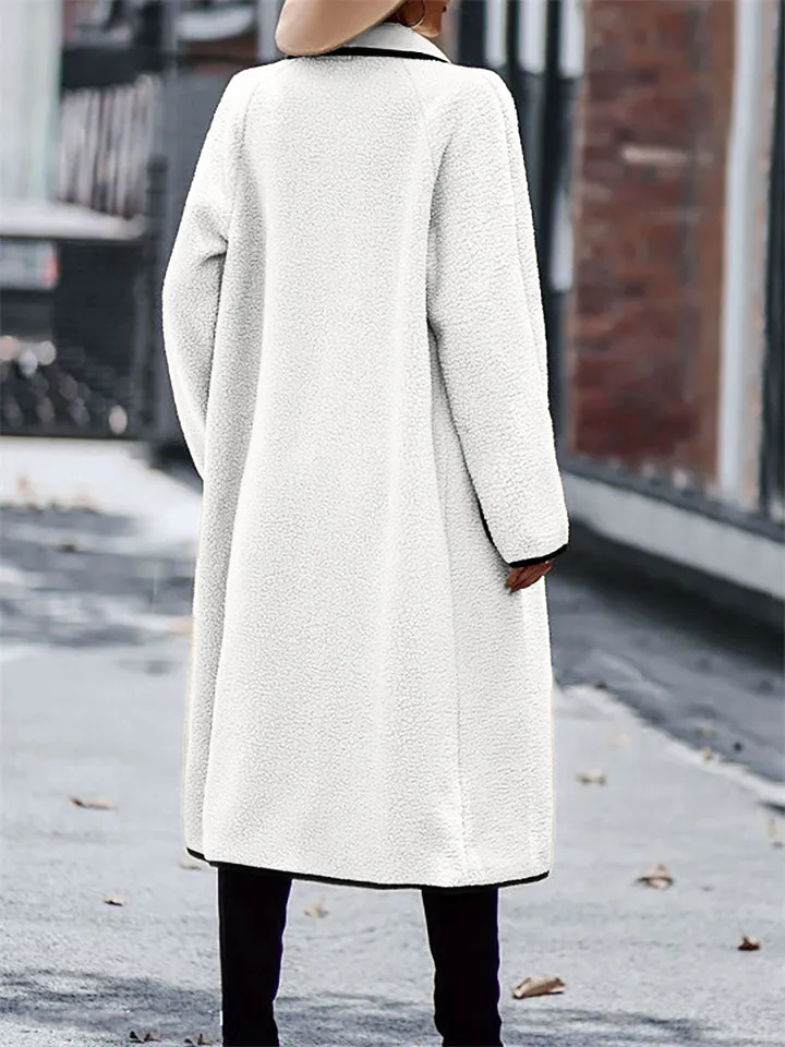 Comfy Chic Contrast Color Lapel Female Long Coats