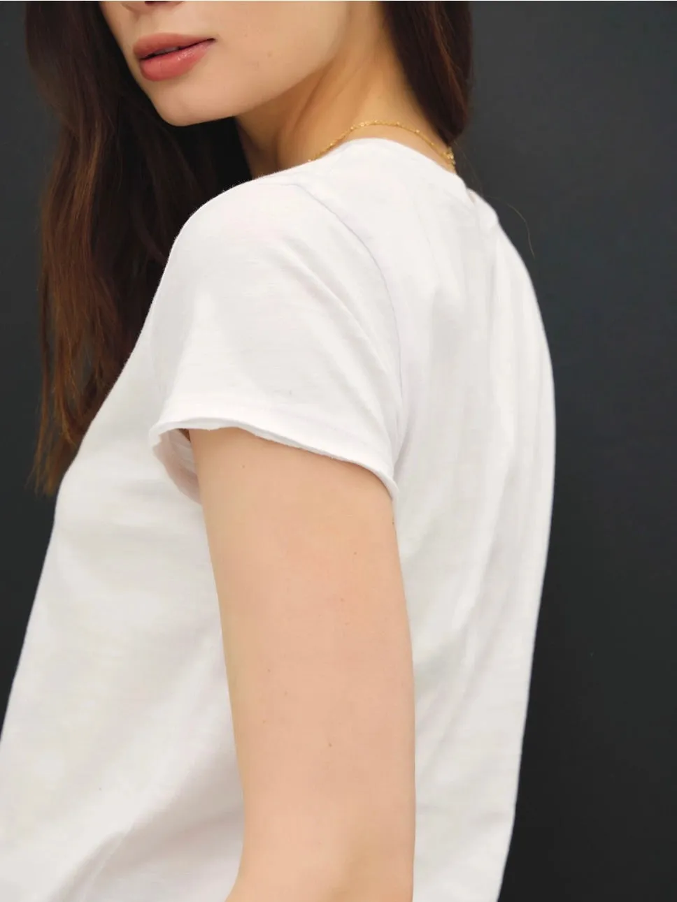 Cotton V-neck Tee - White