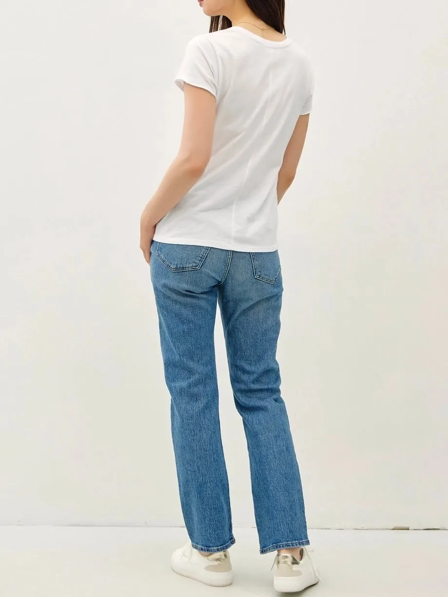 Cotton V-neck Tee - White