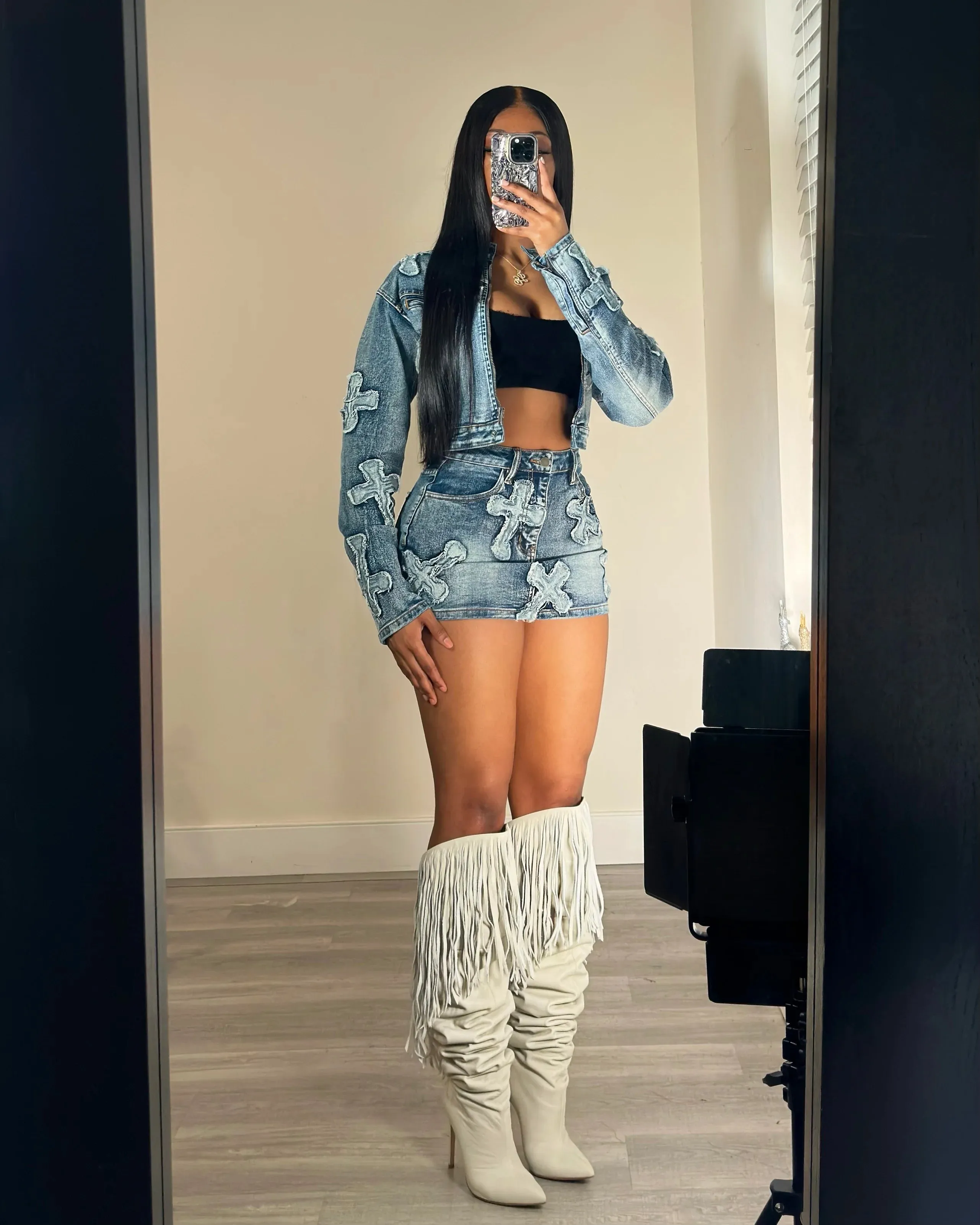 “Cross me” Denim skirt
