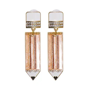 Cubic Zirconia & Enamel 18K Gold-Plated Pencil Drop Earrings