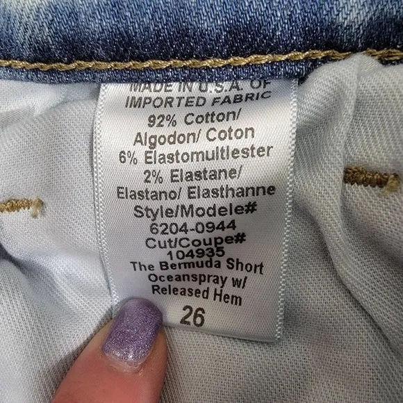Current/Elliott Ocean Spray The Bermuda Short Raw Edges Size 26