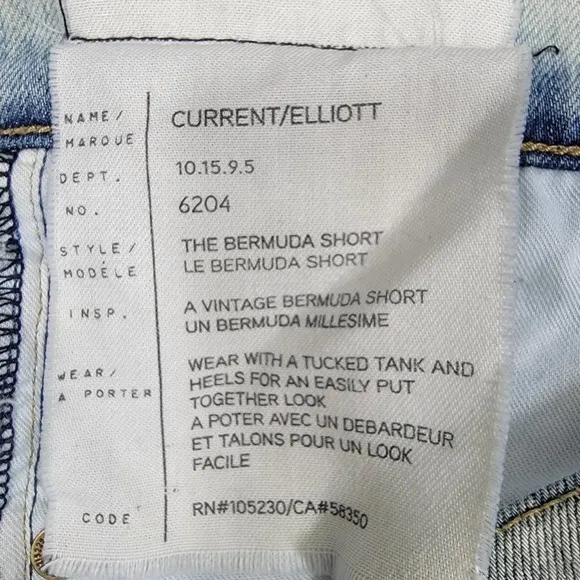 Current/Elliott Ocean Spray The Bermuda Short Raw Edges Size 26